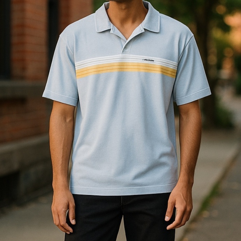 Vans vintage style striped design polo shirt xl
